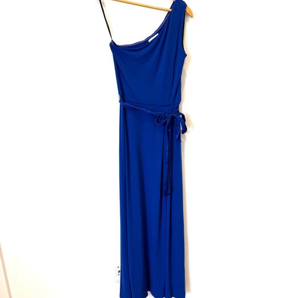 Calvin Klein Royal Blue Draped One Shoulder Classic Asymmetric Gown Size 6 - Picture 6 of 10